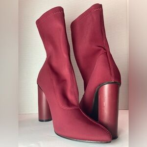 Red Heeled Frabic Ankle Boots